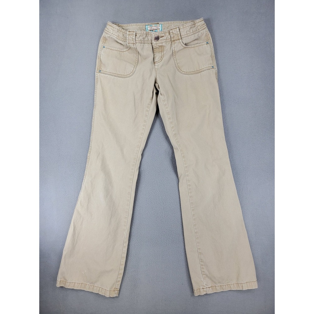 Aeropostale Pants Womens 3/4 L Tan Khaki Low Rise Flare Cotton Y2K Retro Long